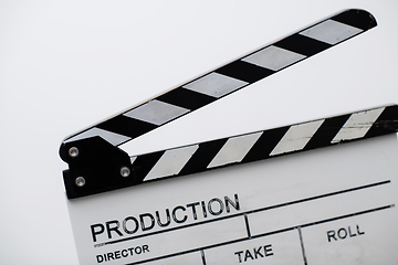 Image showing movie clapper on white background