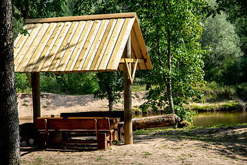 Image showing Recreation base near to the river. 