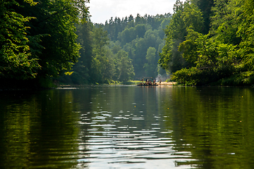 Image showing Trip by raft on the river during summer.