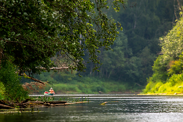 Image showing Trip by boat on the river during summer.