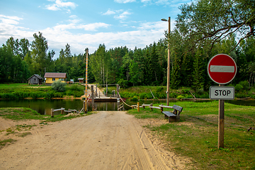 Image showing Ferry crossing on the bank of river.