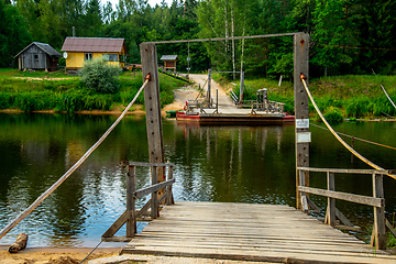 Image showing Ferry crossing on the bank of river.