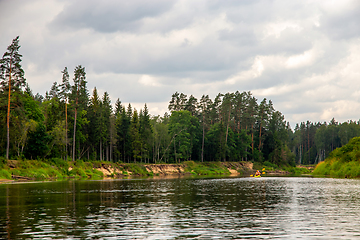 Image showing Landscape with river, cliff  and forest in Latvia.