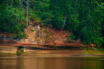 Image showing Landscape with river, cliff  and forest in Latvia.