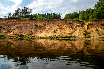 Image showing Landscape with river, and trees on the cliff in Latvia.