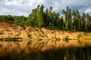 Image showing Landscape with river, and trees on the cliff in Latvia.