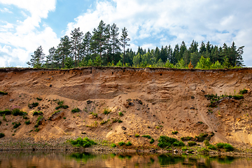 Image showing Landscape with river, and trees on the cliff in Latvia.