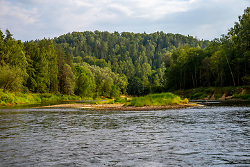 Image showing Landscape of river and green forest.
