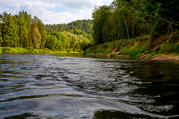 Image showing Landscape of river and green forest.