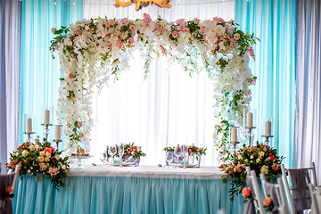 Image showing Restaurant decorated for wedding party