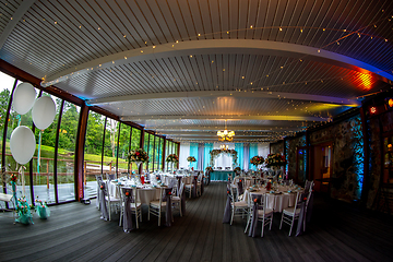 Image showing Restaurant decorated for wedding party