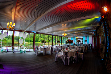 Image showing Restaurant decorated for wedding party