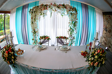 Image showing Restaurant decorated for wedding party