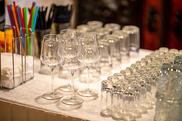 Image showing Glasses on the table in restaurant.