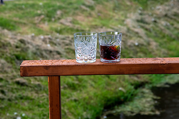 Image showing Two glasses of  whiskey in outdoor