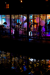 Image showing Wedding celebrations at night with spotlights