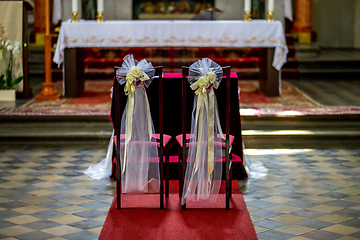 Image showing Church decorated for wedding ceremony