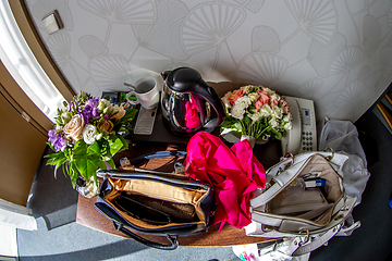 Image showing Lady's accessories on table in bridal room