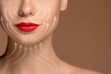 Image showing Beautiful female face, concept of skincare and lifting