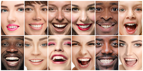 Image showing Beautiful close up portraits, concept of teeth treatment