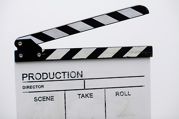 Image showing movie clapper on white background