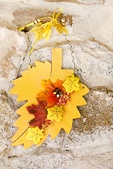 Image showing Autumn still life decoration over stone background