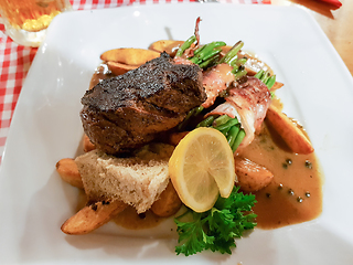 Image showing Grilled beefsteak with vegetable