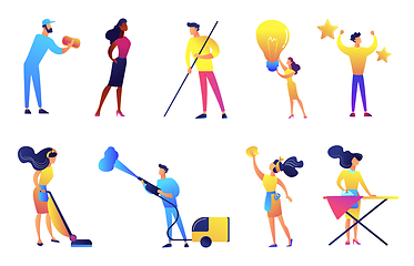 Image showing Cleaning service company vector illustrations set.