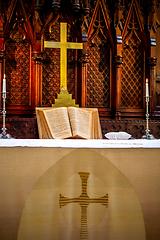 Image showing Interior of church before wedding ceremony