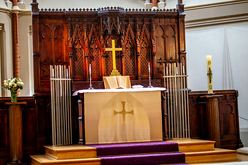 Image showing Interior of church before wedding ceremony