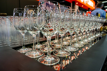 Image showing Wine glasses in reataurant at the Photokina Exhibition