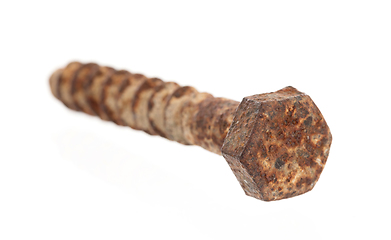 Image showing Rusted old screw isolated