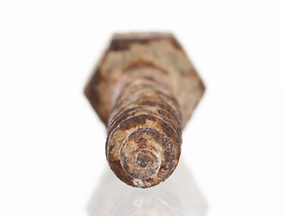 Image showing Rusted old screw isolated