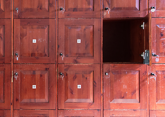 Image showing Old cabinet lockers