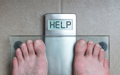 Image showing Man\'s feet on weight scale - Help