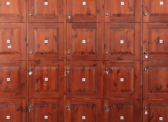 Image showing Old cabinet lockers