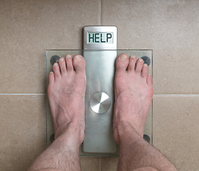 Image showing Man\'s feet on weight scale - Help