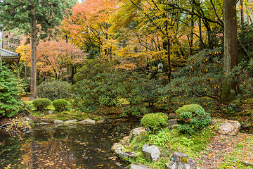 Image showing Japanese temple garden at autumn