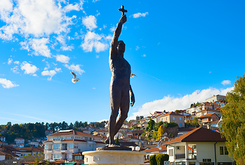 Image showing Catcher of  Cross statue. Ohrid