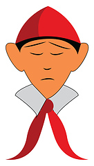 Image showing A boy dressed in pioneer costume with a red head cap and a red t