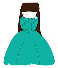 Image showing A girl wearing a blue sweater vector or color illustration