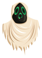 Image showing Cartoon scary ghost on white background vector illustration.