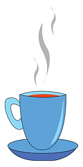 Image showing Blue cup full of tea vector illustration on whute background