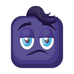 Image showing Sassy blue square emoji face with hair vector illustration on a 