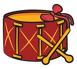 Image showing Drum set gift for Christmas vector or color illustration