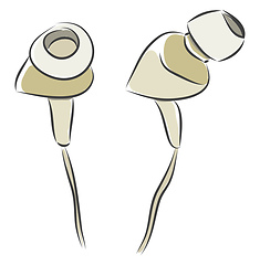 Image showing Simple vector illustration of white headphones on white backgrou