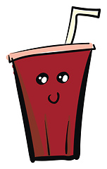 Image showing A red disposable cup containing Cola vector or color illustratio