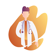 Image showing Vector character illustration of a male doctor with stetoscope i