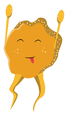 Image showing Cartoon funny happy yellow monster vector or color illustration