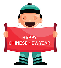 Image showing Cute cartoon chinese boy vector illustartion on background